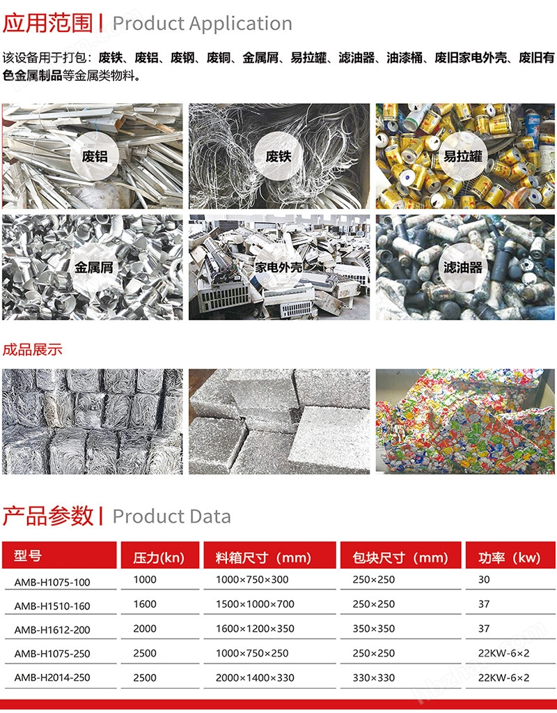 废铝下脚料三向金属打包机